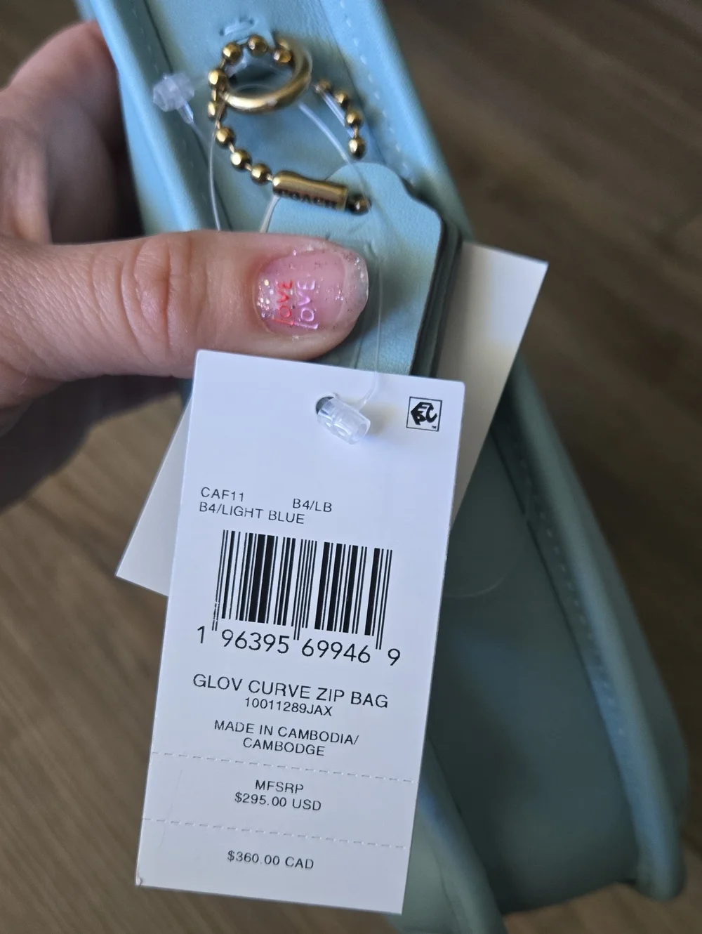 Coach Light Blue Curve Zip Shoulder Bag